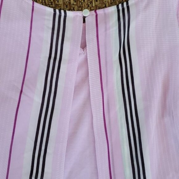 Halogen Women's Sleeveless Blouse Size Small Pink Black Striped Dress Tank Top - Picture 12 of 14